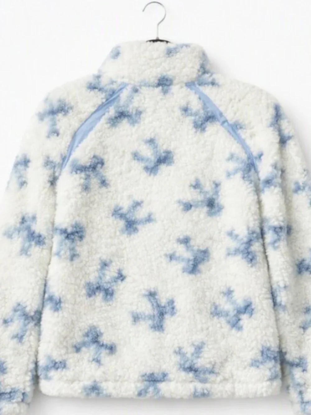 Hippie Rose Cozy Sherpa Jacket – Women’s Medium | White & Blue Fleece 3/4 Zip